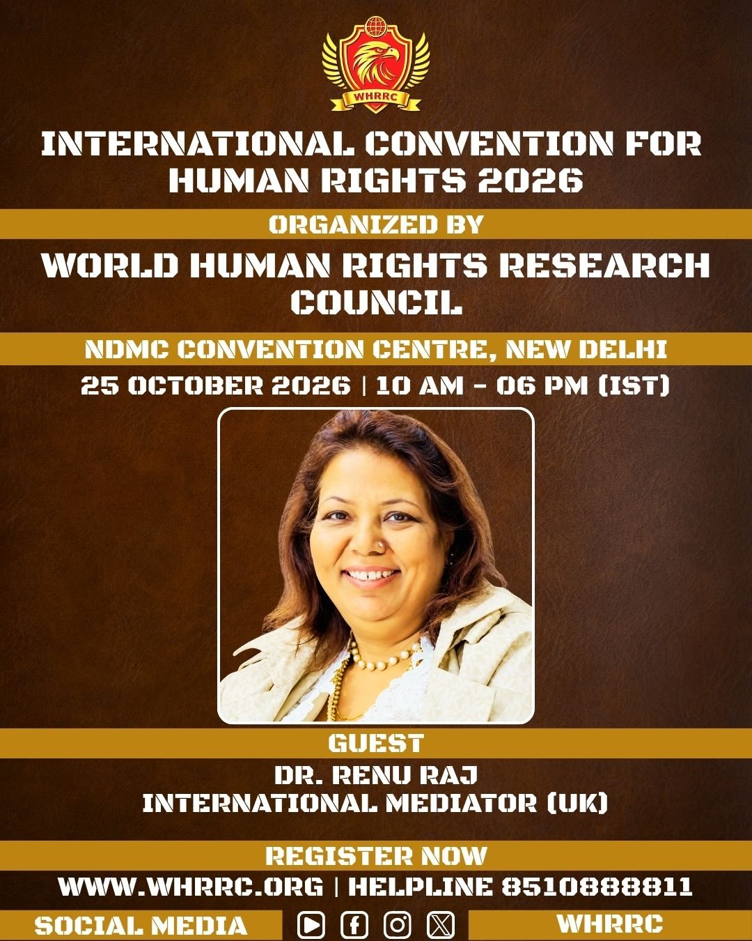 Dr. Renu Raj, International Mediator from the United Kingdom, Will Participate in International Convention for Human Rights 2026